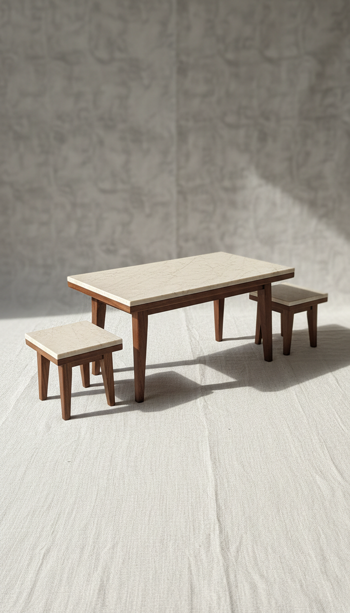 Marble and Walnut Altar Set